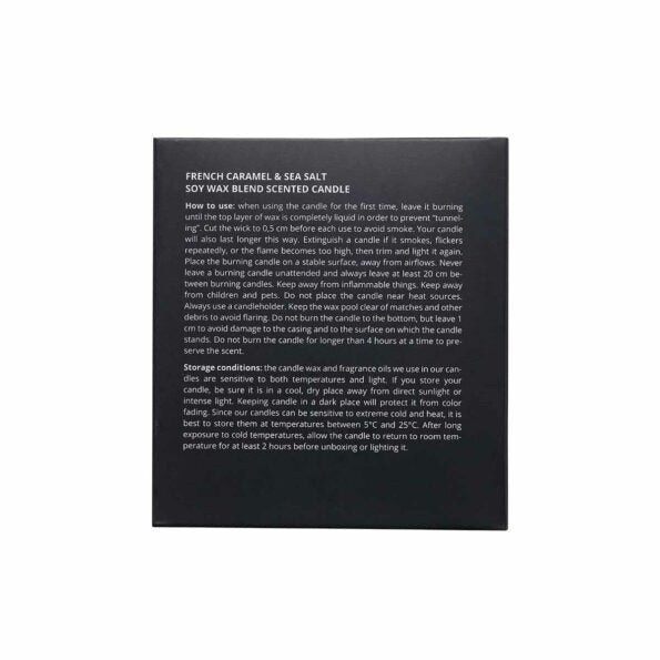 Lumânare parfumată din ceară de soia “Caramelă Franceză & Sare de Mare”