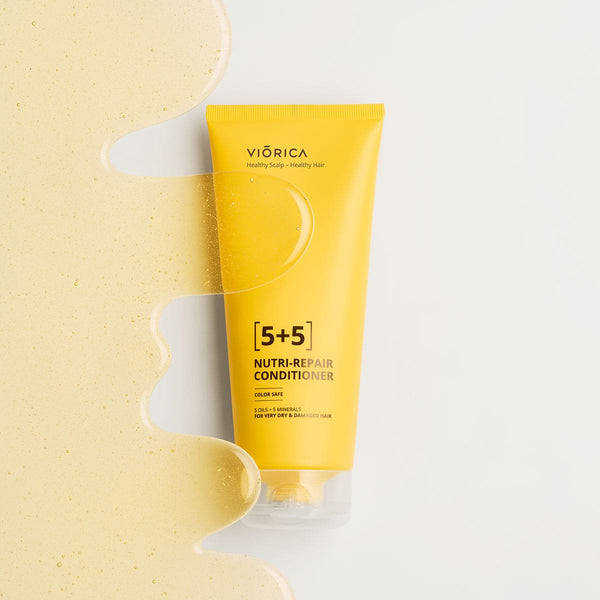 Balsam galben Nutri-Reparator Viorica 5+5, textură bogată, păr uscat și deteriorat.