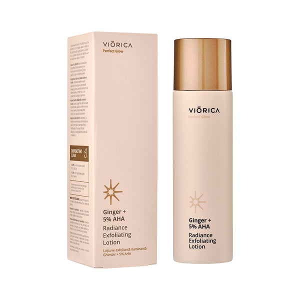 Loţiune exfoliantă iluminantă Ghimbir + 5% AHA, Perfect Glow - Viorica Cosmetic MD