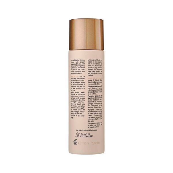Loţiune exfoliantă iluminantă Ghimbir + 5% AHA, Perfect Glow - Viorica Cosmetic MD