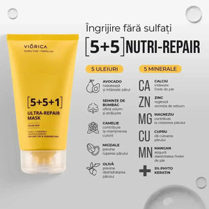 Masca ultra-reparatoare Viorica pentru păr foarte uscat, ingrediente naturale, fără sulfați.