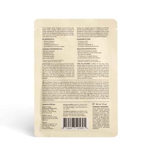 Ambalaj crem cu text inscripționat, detalii ingrediente masca de față cu colagen, 21Collagen, 30 ml.