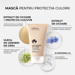 Mască protecție culoare Viorica, cremă bej, extract de cicoare, ulei germeni de grâu, D-pantenol.