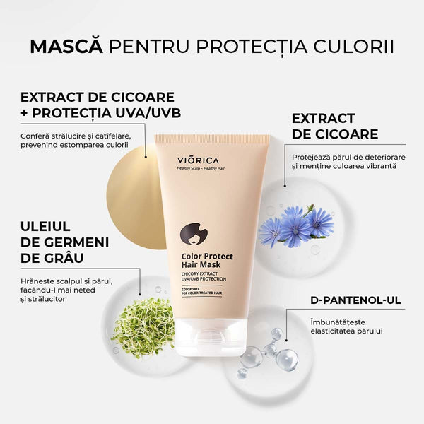 Mască protecție culoare Viorica, cremă bej, extract de cicoare, ulei germeni de grâu, D-pantenol.
