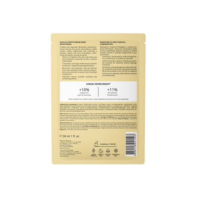 Mască-ser galbenă cu cărbune Binchotan, vitamina C și acid tranexamic pentru luminozitate.