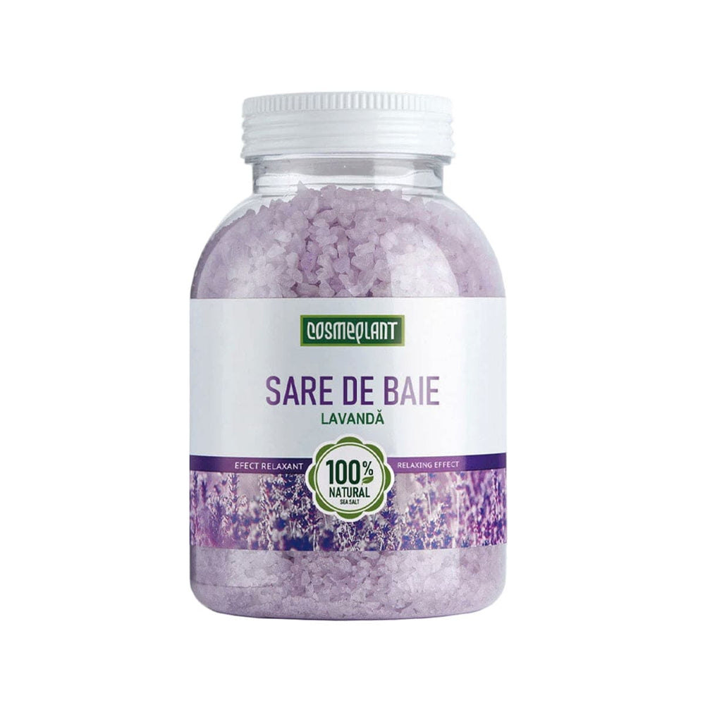 Sare de baie Cosmeplant, lavandă, cristale violet, fără para, efect relaxant.