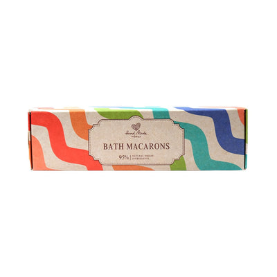 Cutie colorată pentru Set bile de baie efervescente Macarons, 95% ingrediente naturale.