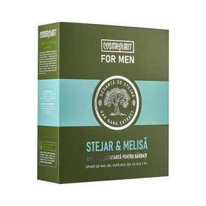Set cadou Stejar și Melisa, cutie verde, extract de scoarță de stejar și melisă pentru bărbați.