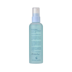 Recipient spray albastru deschis finit, detaliu textură plastic, 125 ml, etichetă HydroBiotic.