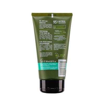 Gel după ras hidratant For Men, scoarță de stejar, melisă organică, tub verde, confort și prospețime.